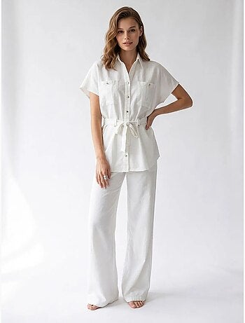 Ensemble chemise et pantalon large en coton mixray