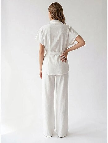 Ensemble chemise et pantalon large en coton mixray