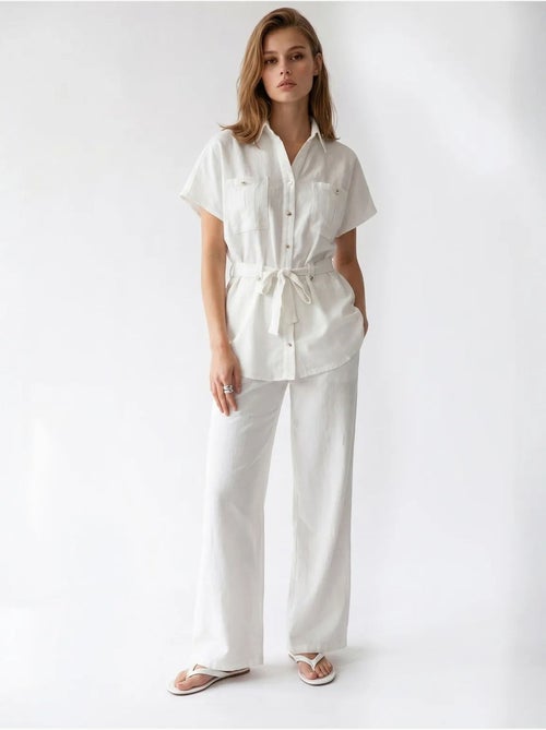 Ensemble chemise et pantalon large en coton mixray - Kiabi Ensemble chemise et pantalon large en coton mixray - Kiabi