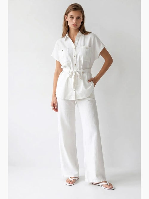 Ensemble chemise et pantalon large en coton mixray - Kiabi Ensemble chemise et pantalon large en coton mixray - Kiabi