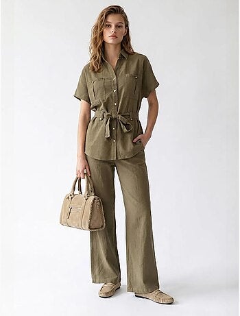 Ensemble chemise et pantalon large en coton mixray