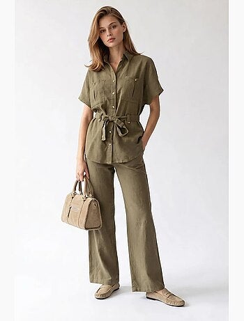 Ensemble chemise et pantalon large en coton mixray