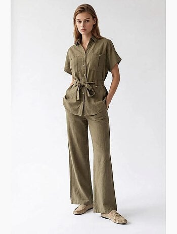 Ensemble chemise et pantalon large en coton mixray