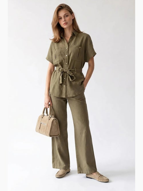 Ensemble chemise et pantalon large en coton mixray - Kiabi Ensemble chemise et pantalon large en coton mixray - Kiabi