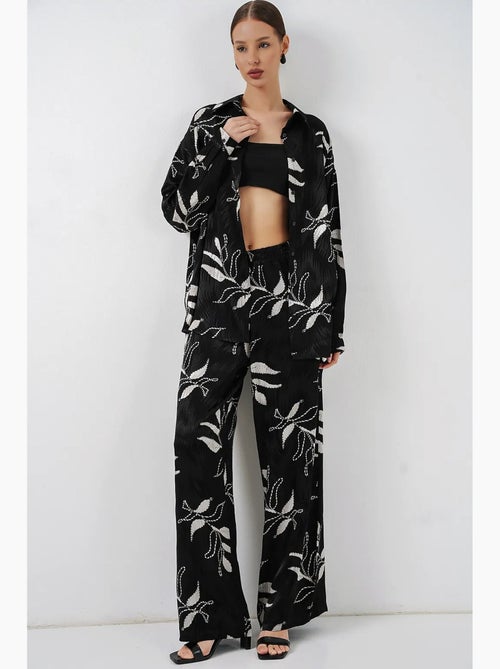 Ensemble chemise et pantalon large en viscose à fleurs bdart - Kiabi Ensemble chemise et pantalon large en viscose à fleurs bdart - Kiabi