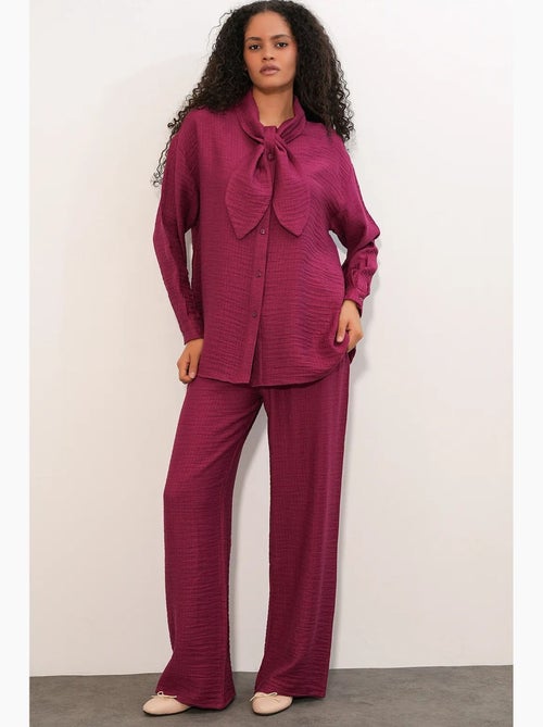 Ensemble chemise et pantalon large texturé bdart - Kiabi Ensemble chemise et pantalon large texturé bdart - Kiabi