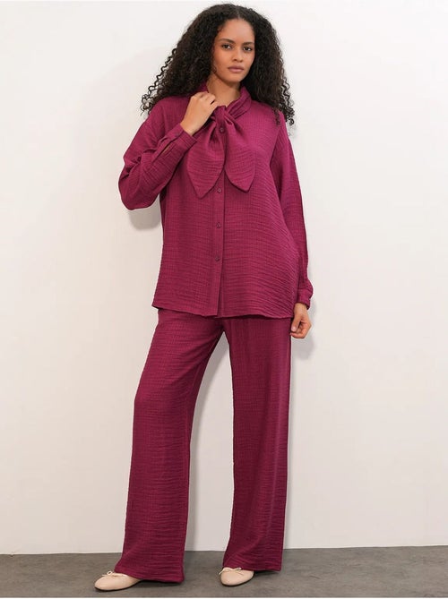 Ensemble chemise et pantalon large texturé bdart - Kiabi Ensemble chemise et pantalon large texturé bdart - Kiabi