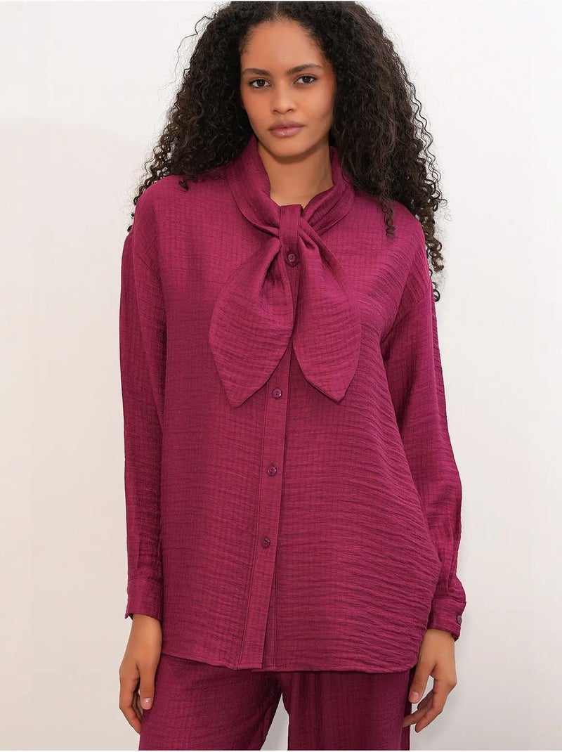 Ensemble chemise et pantalon large texturé bdart Magenta - Kiabi