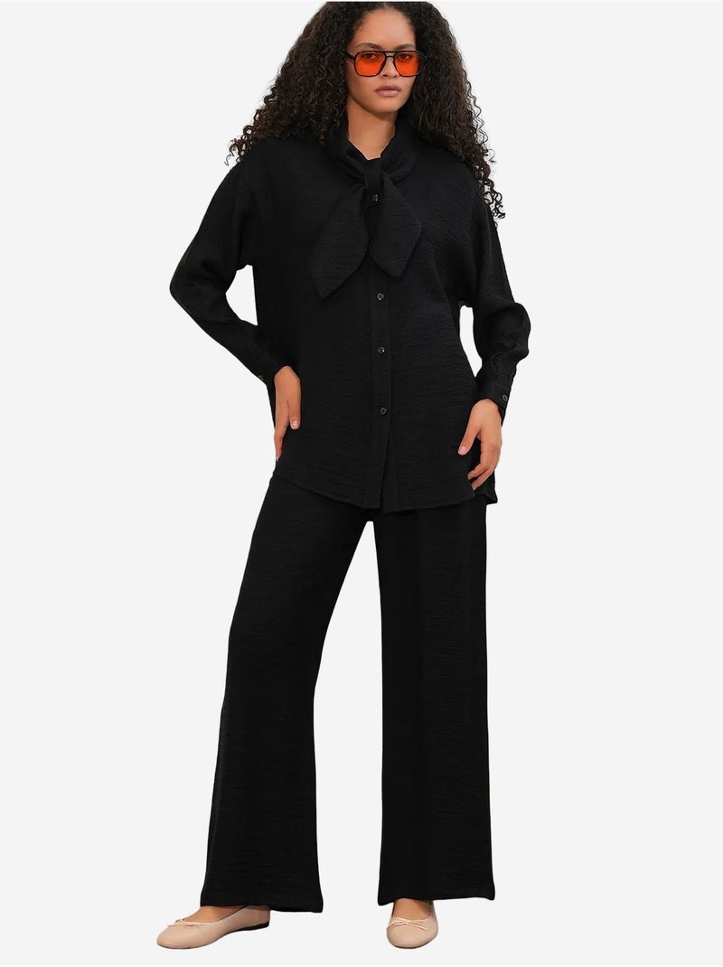 Ensemble chemise et pantalon large texturé bdart Noir - Kiabi