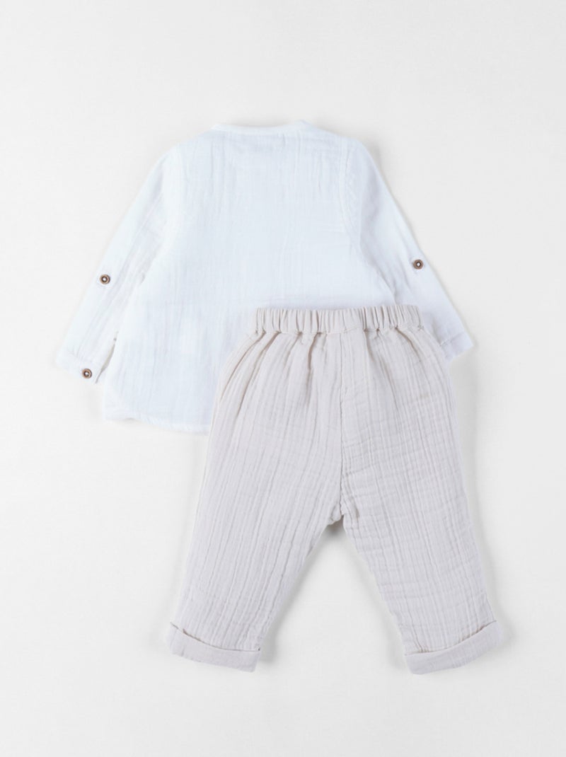 Ensemble Chemise et Pantalon, Mousseline de Coton Noukie's Blanc - Kiabi