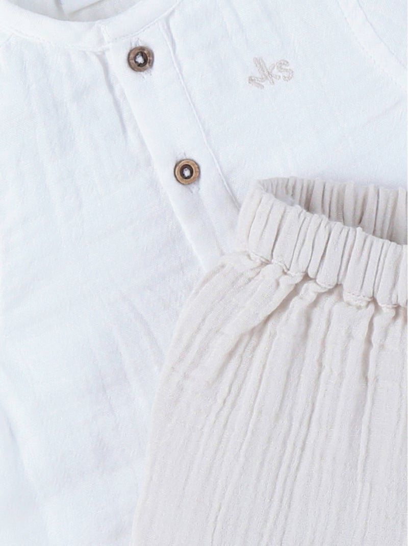 Ensemble Chemise et Pantalon, Mousseline de Coton Noukie's Blanc - Kiabi