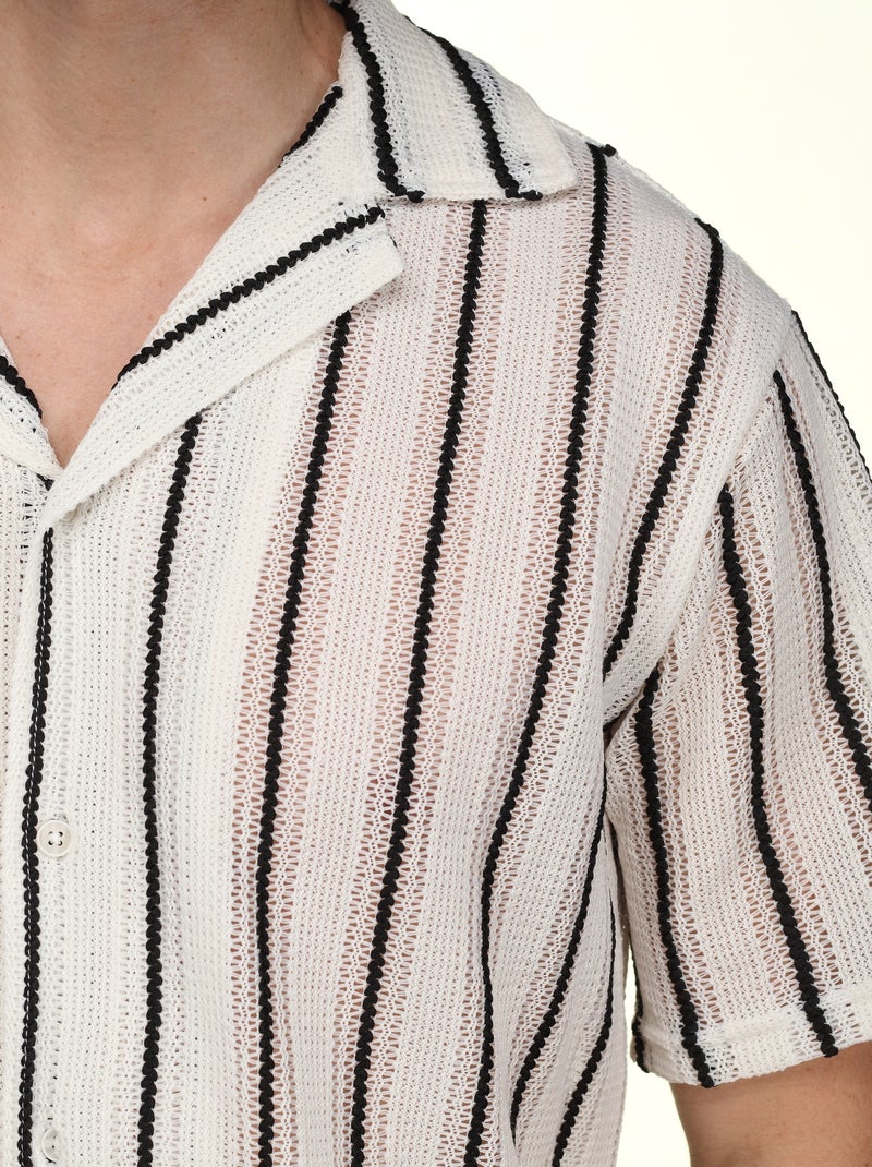 Ensemble chemise et short à rayures Blanc Noir - Kiabi