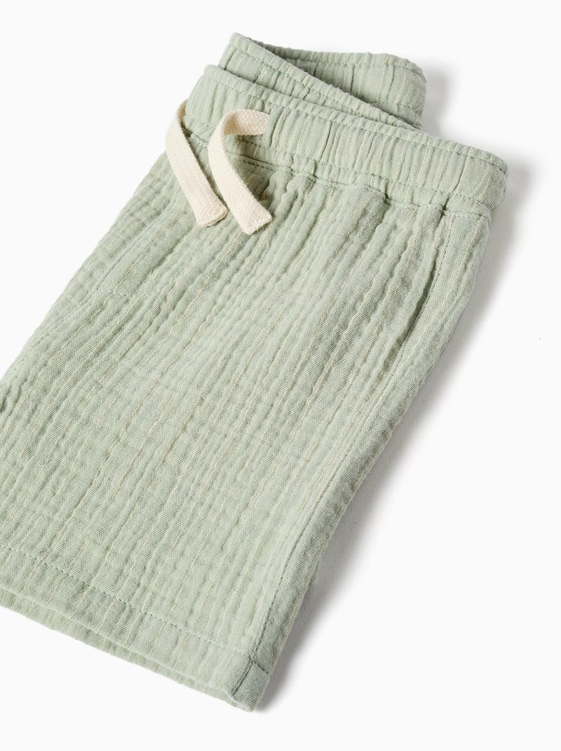 Ensemble chemise et short en coton Vert clair - Kiabi