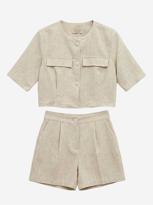 Ensemble chemise et short en popeline de coton my fashion - Kiabi Ensemble chemise et short en popeline de coton my fashion - Kiabi