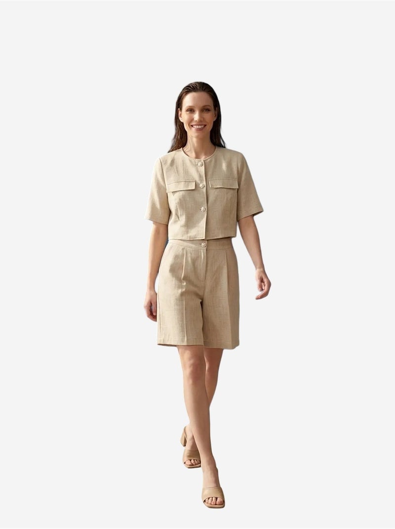 Ensemble chemise et short en popeline de coton my fashion Beige argile - Kiabi