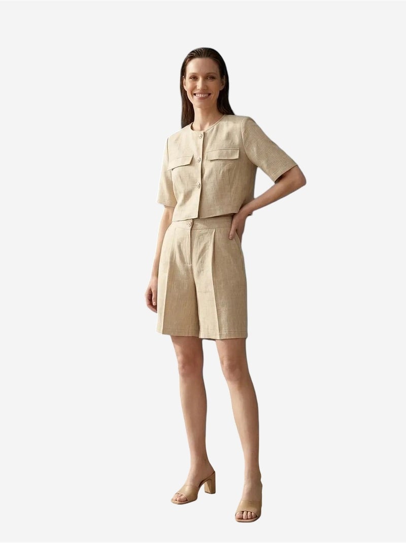 Ensemble chemise et short en popeline de coton my fashion Beige argile - Kiabi