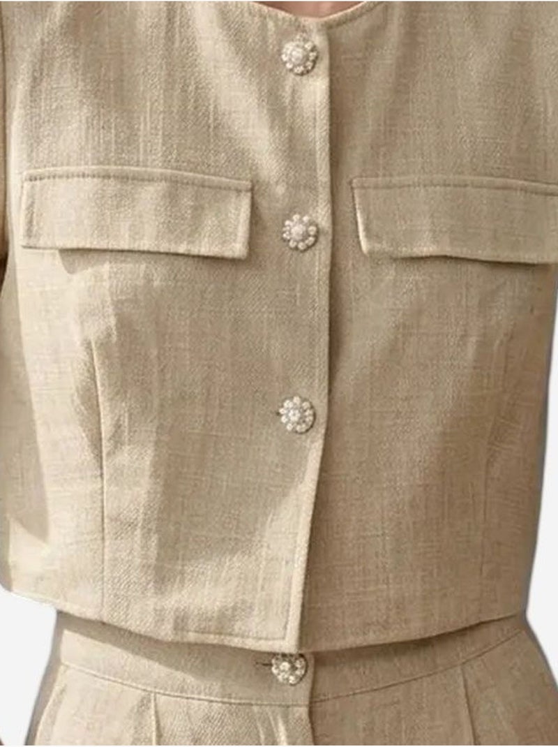 Ensemble chemise et short en popeline de coton my fashion Beige argile - Kiabi