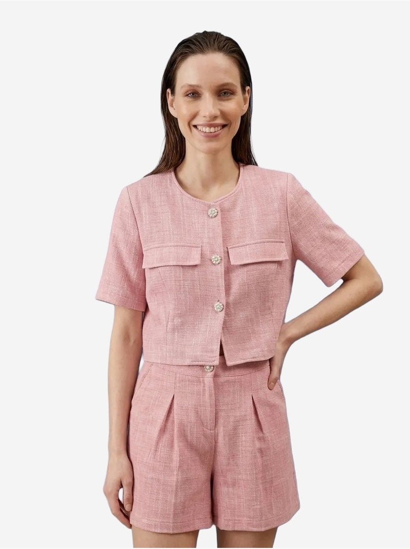 Ensemble chemise et short en popeline de coton my fashion Rose - Kiabi