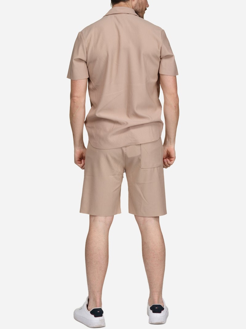 Ensemble chemise et short texturé - Frilivin Beige - Kiabi