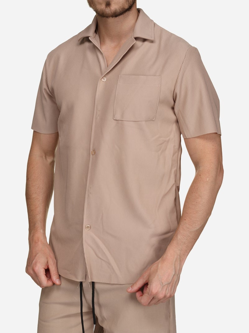 Ensemble chemise et short texturé - Frilivin Beige - Kiabi
