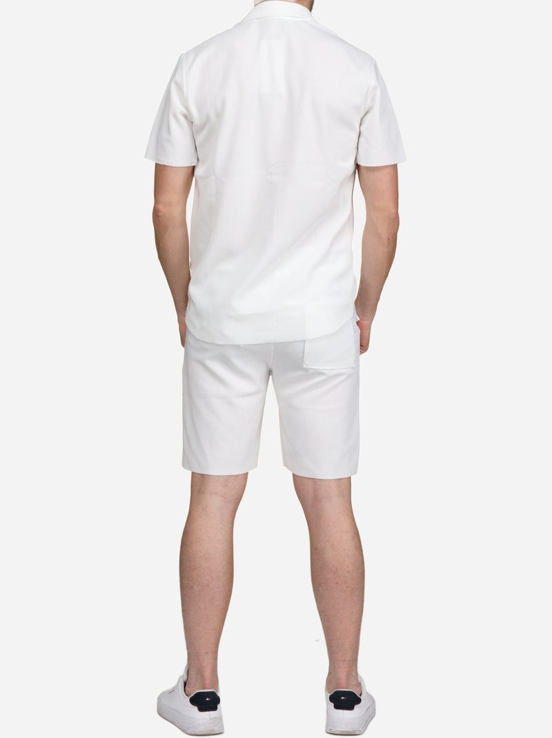 Ensemble chemise et short texturé - Frilivin Blanc - Kiabi