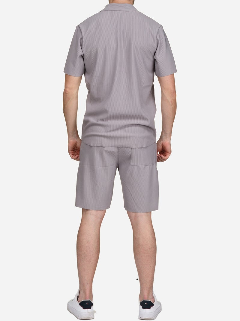 Ensemble chemise et short texturé - Frilivin Gris - Kiabi