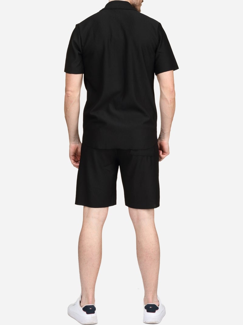 Ensemble chemise et short texturé - Frilivin Noir - Kiabi