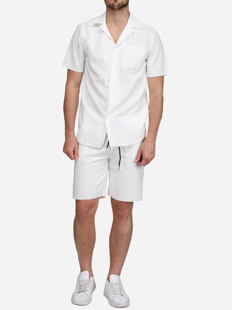 Ensemble chemise et short texturé Blanc - Kiabi