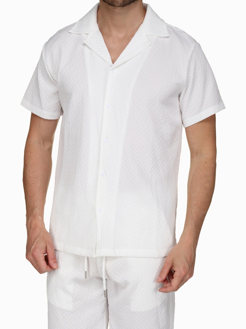 Ensemble chemise et short texturées - Frilivin Blanc - Kiabi