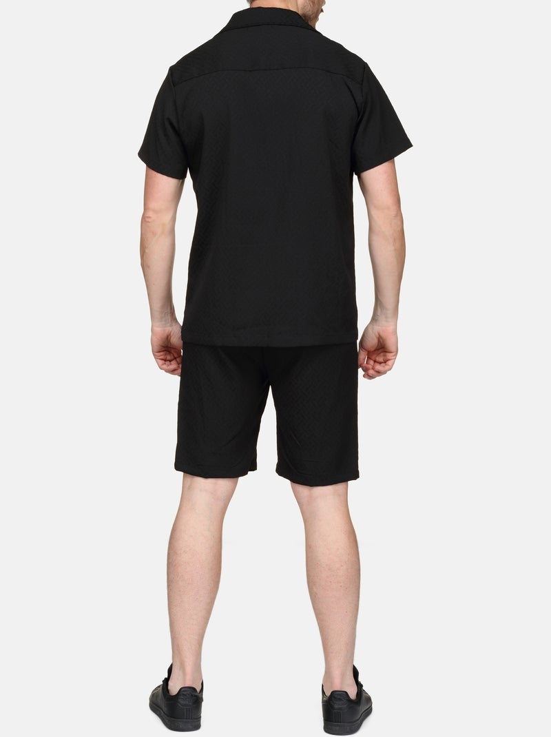 Ensemble chemise et short texturées - Frilivin Noir - Kiabi