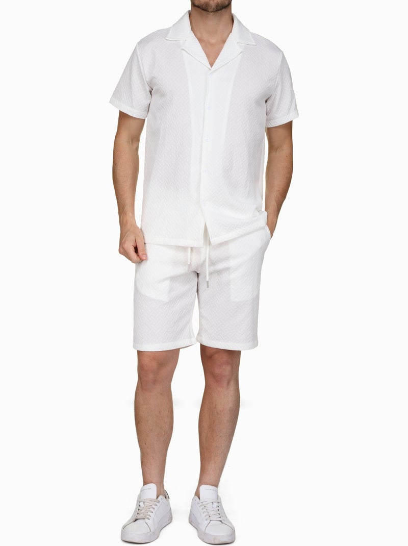 Ensemble chemise et short texturées Blanc - Kiabi