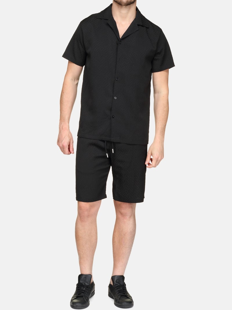Ensemble chemise et short texturées Noir - Kiabi