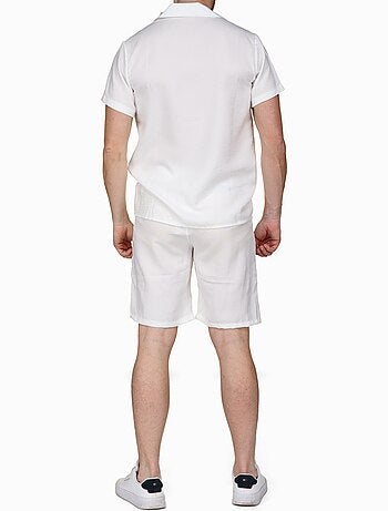 Ensemble chemise et short uni texturé - Frilivin