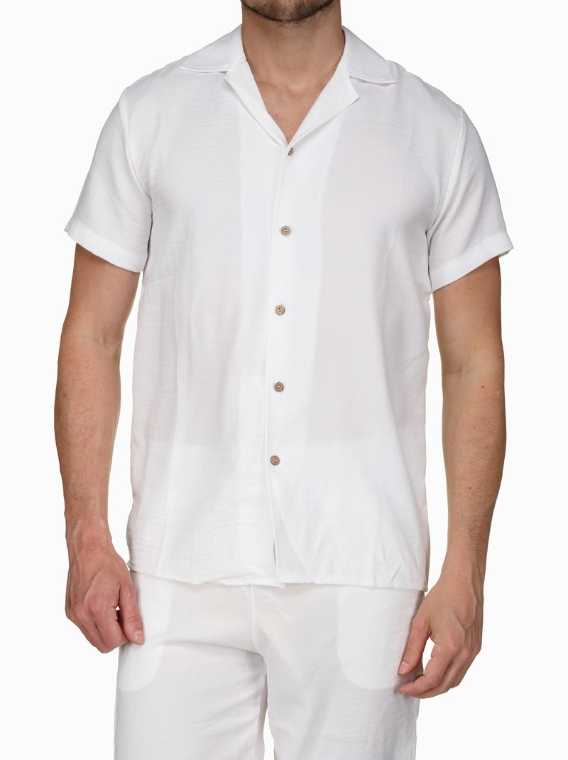 Ensemble chemise et short uni texturé - Frilivin Blanc - Kiabi