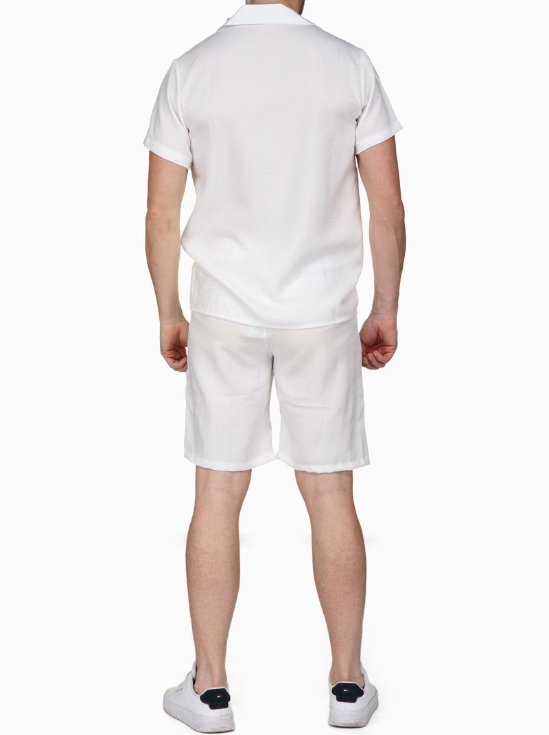 Ensemble chemise et short uni texturé - Frilivin Blanc - Kiabi
