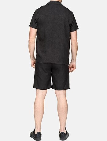 Ensemble chemise et short uni texturé - Frilivin