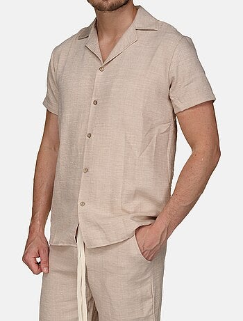 Ensemble chemise et short uni texturé