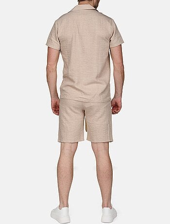 Ensemble chemise et short uni texturé
