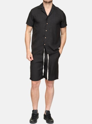 Ensemble chemise et short uni texturé