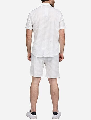 Ensemble chemise et short unis à motif - Frilivin