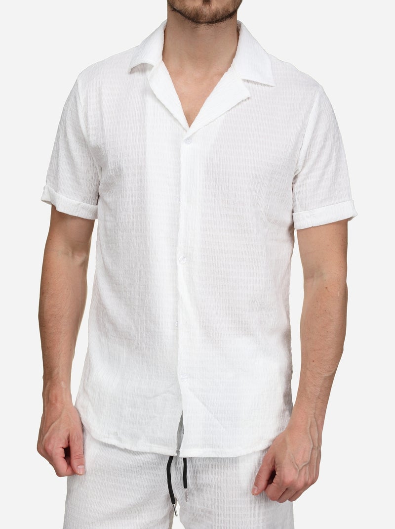 Ensemble chemise et short unis à motif - Frilivin Blanc - Kiabi