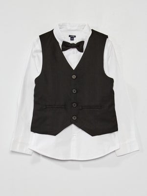 Costume Garçon Élégant 4 Pièces (Gilet, Chemise, Pantalon, Nœud Papillon) - 9 Mois à 6 Ans, Pour Mariage Et Cérémonie
