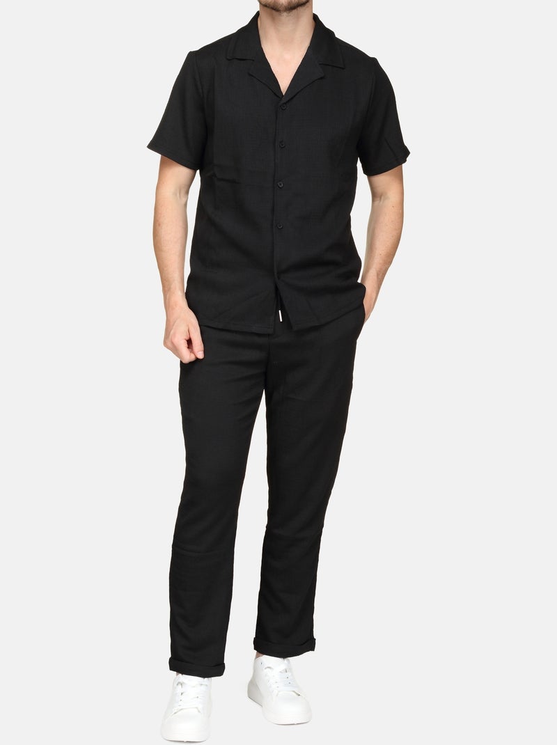 Ensemble chemise manches courtes et pantalon Noir Noir - Kiabi