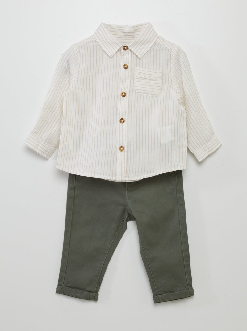 Ensemble chemise + pantalon - 2 pièces Vert - Kiabi