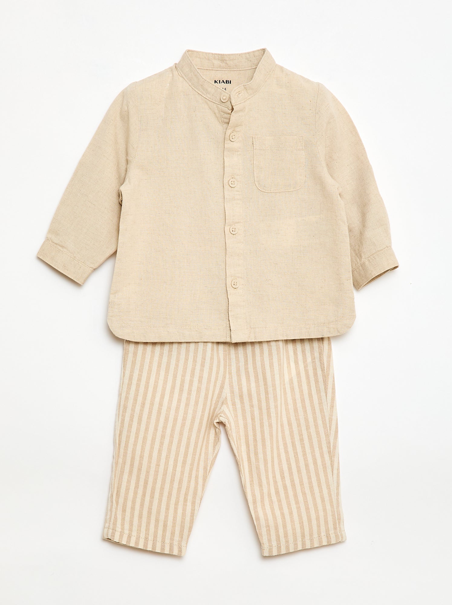 Ensemble chemise + pantalon en lin mélangé - 2 pièces