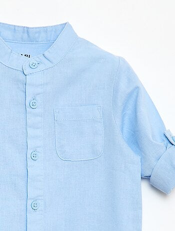 Ensemble chemise + pantalon en lin mélangé - 2 pièces