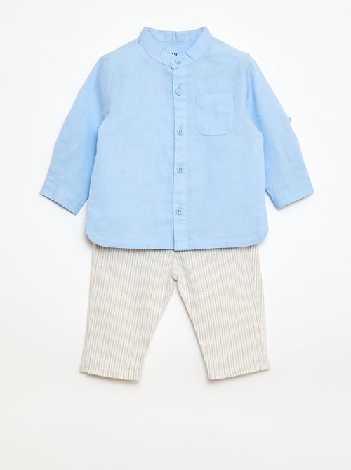 Ensemble chemise + pantalon en lin mélangé - 2 pièces - Kiabi