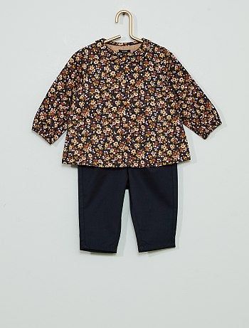 Ensemble chemise +pantalon en twill