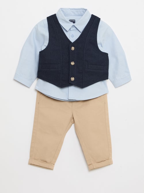 Ensemble chemise + pantalon + gilet - 3 pièces - Kiabi