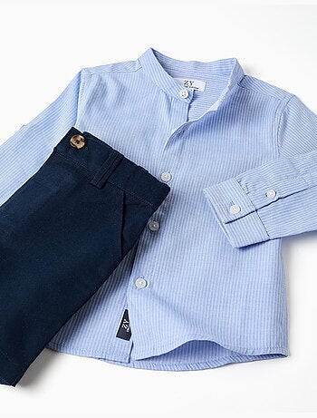 Ensemble chemise rayée à manches longues et short en coton